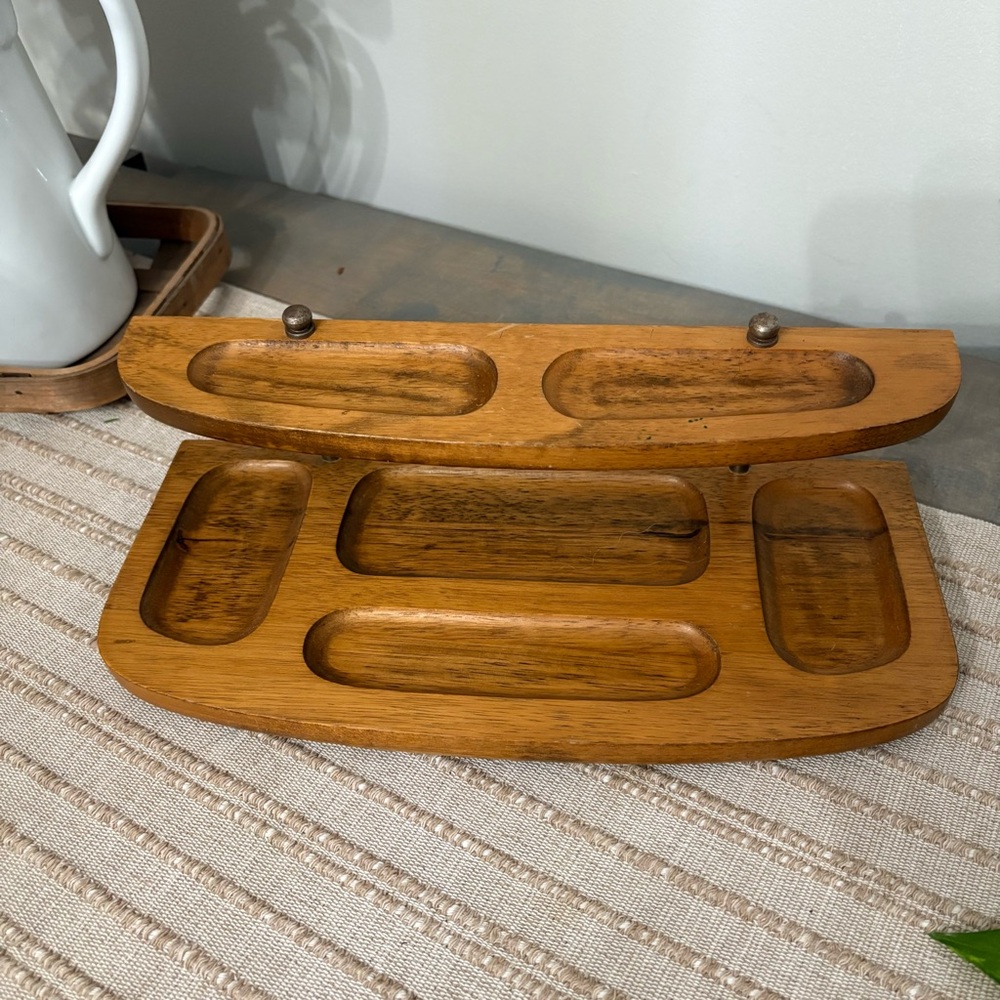 London Leather Vintage Dresser Caddy Valet Wood Organizer